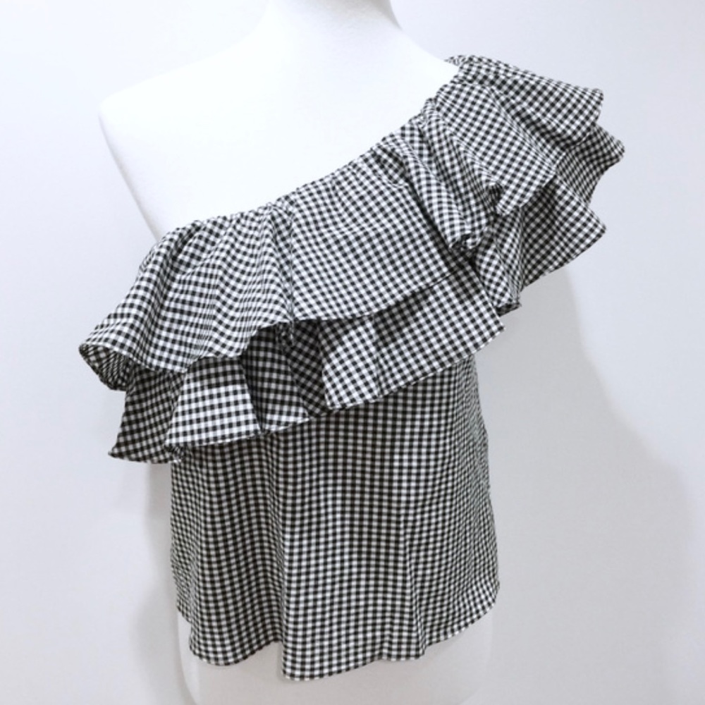 Misa Gingham Black And White Blouse